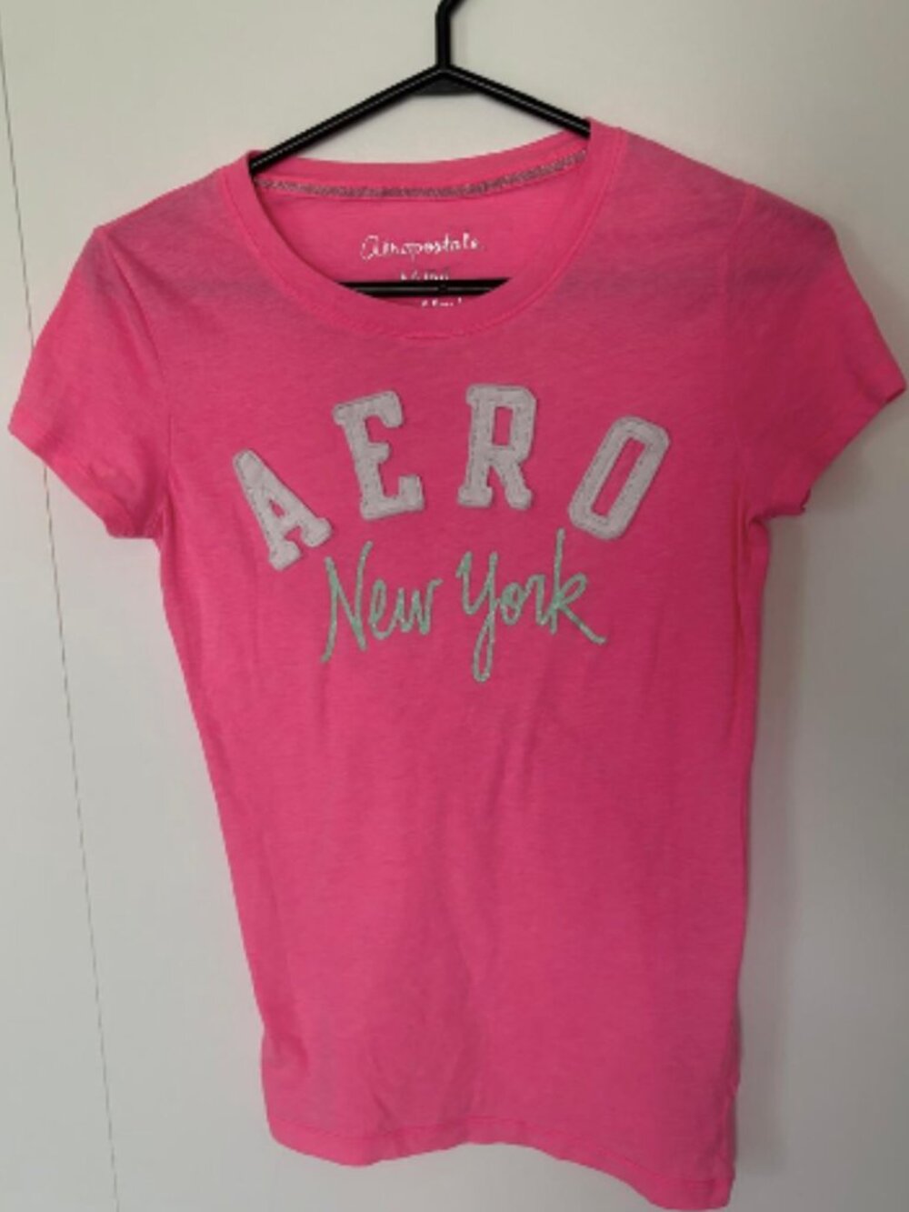 Pink Crew-Neck T-shirt (Cap-sleeved) from Aeropostale with AERO Decal